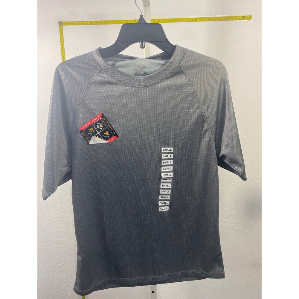 ZeroXposur Mens Small Grey Grid UPF 50+ Performance Short Sleeve T-Shirt NWT